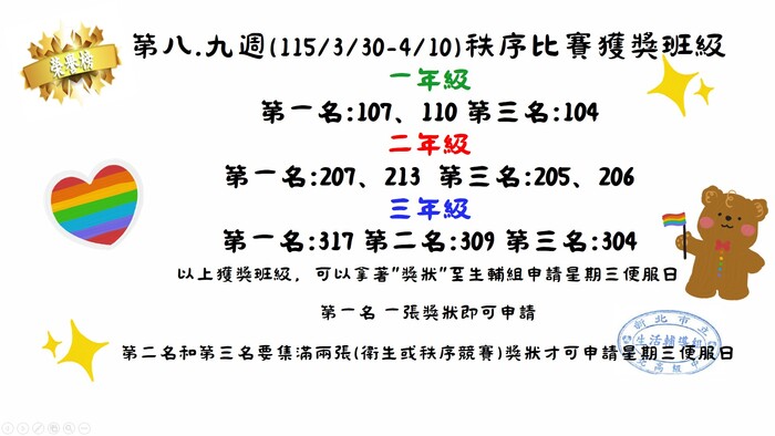 第八、九週秩序